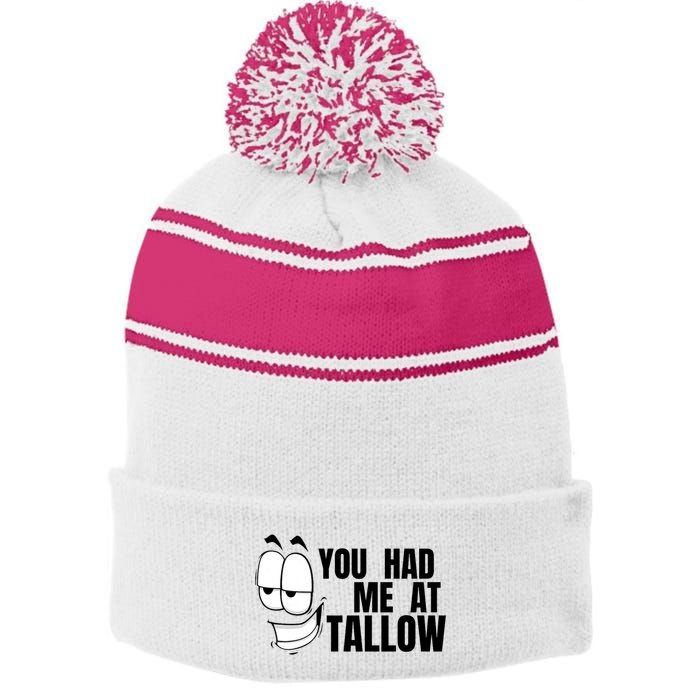 Funny You Had Me At Tallow Replace Seed Oils Maha Be Heathy Stripe Pom Pom Beanie
