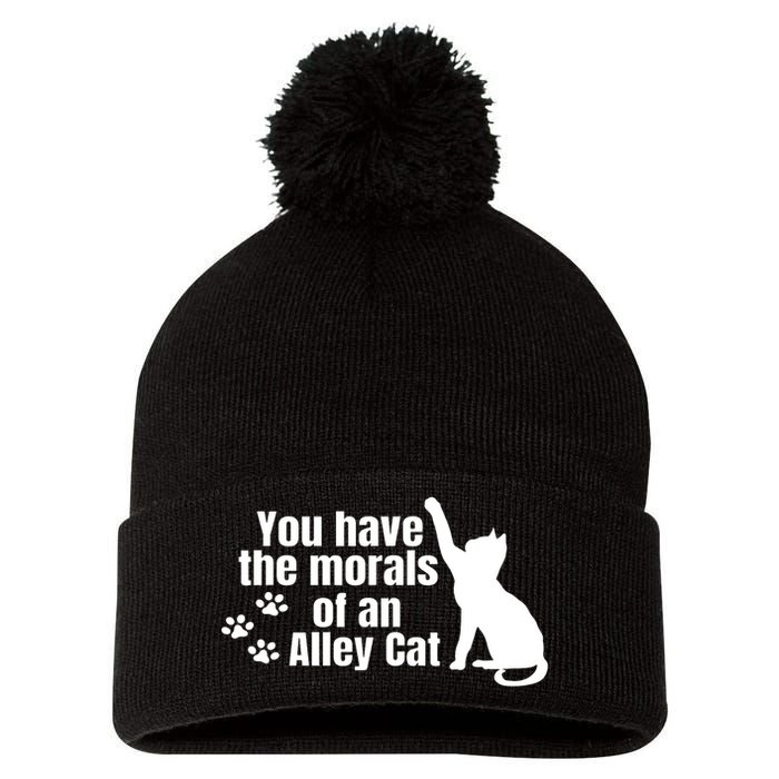 Funny You Have The Morals Of An Alley Cat Gift Pom Pom 12in Knit Beanie