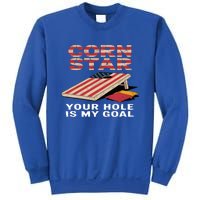 Funny Your Hole Is My Goal Design For Cornhole Game Lover Gift Sweatshirt