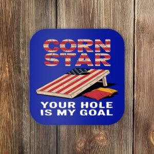 Funny Your Hole Is My Goal Design For Cornhole Game Lover Gift Coaster