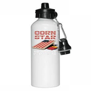 Funny Your Hole Is My Goal Design For Cornhole Game Lover Gift Aluminum Water Bottle