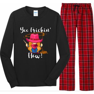 Funny Yee Haw Yee Freakin' Haw Cow Gnome Novelty Long Sleeve Pajama Set