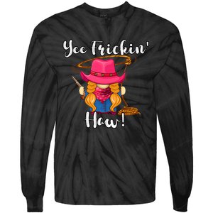 Funny Yee Haw Yee Freakin' Haw Cow Gnome Novelty Tie-Dye Long Sleeve Shirt