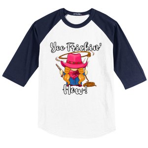 Funny Yee Haw Yee Freakin' Haw Cow Gnome Novelty Baseball Sleeve Shirt