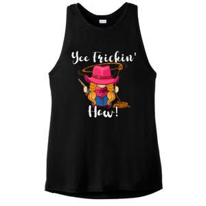 Funny Yee Haw Yee Freakin Haw Cowgirl Gnome Novelty Ladies PosiCharge Tri-Blend Wicking Tank