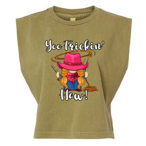 Funny Yee Haw Yee Freakin Haw Cowgirl Gnome Novelty Garment-Dyed Women's Muscle Tee