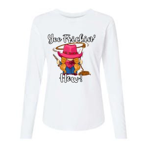 Funny Yee Haw Yee Freakin Haw Cowgirl Gnome Novelty Womens Cotton Relaxed Long Sleeve T-Shirt