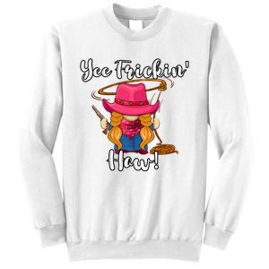 Funny Yee Haw Yee Freakin Haw Cowgirl Gnome Novelty Sweatshirt