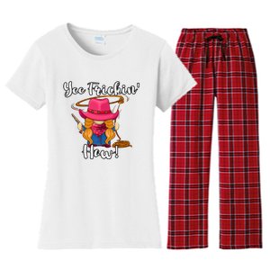 Funny Yee Haw Yee Freakin Haw Cowgirl Gnome Novelty Women's Flannel Pajama Set