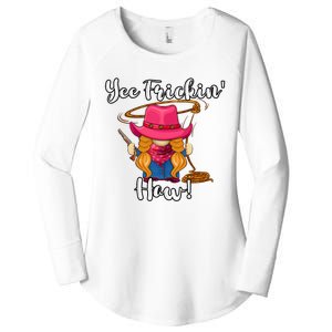 Funny Yee Haw Yee Freakin Haw Cowgirl Gnome Novelty Women's Perfect Tri Tunic Long Sleeve Shirt