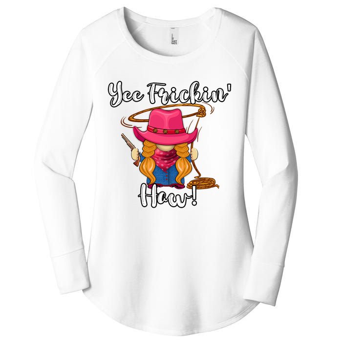 Funny Yee Haw Yee Freakin Haw Cowgirl Gnome Novelty Women's Perfect Tri Tunic Long Sleeve Shirt