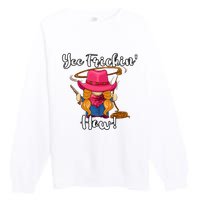 Funny Yee Haw Yee Freakin Haw Cowgirl Gnome Novelty Premium Crewneck Sweatshirt