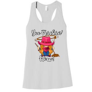 Funny Yee Haw Yee Freakin Haw Cowgirl Gnome Novelty Women's Racerback Tank