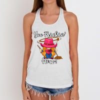 Funny Yee Haw Yee Freakin Haw Cowgirl Gnome Novelty Women's Knotted Racerback Tank