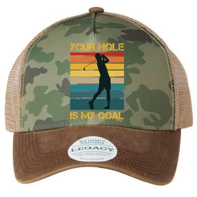 Funny Your Hole Is My Goal Golf Lovers Novelty Legacy Tie Dye Trucker Hat