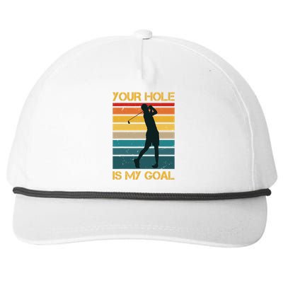 Funny Your Hole Is My Goal Golf Lovers Novelty Snapback Five-Panel Rope Hat