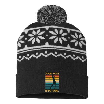 Funny Your Hole Is My Goal Golf Lovers Novelty USA-Made Snowflake Beanie