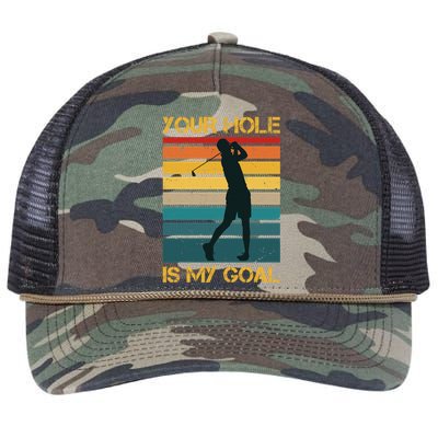 Funny Your Hole Is My Goal Golf Lovers Novelty Retro Rope Trucker Hat Cap