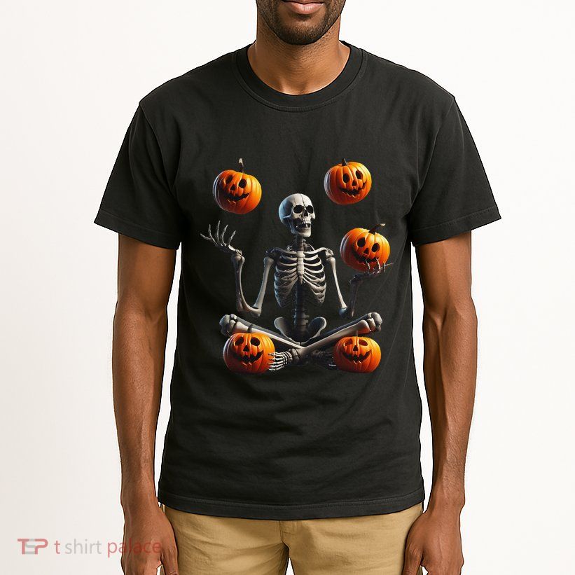 Funny Yoga Halloween Pumpkin Juggling Skeleton Clothing Tall T-Shirt