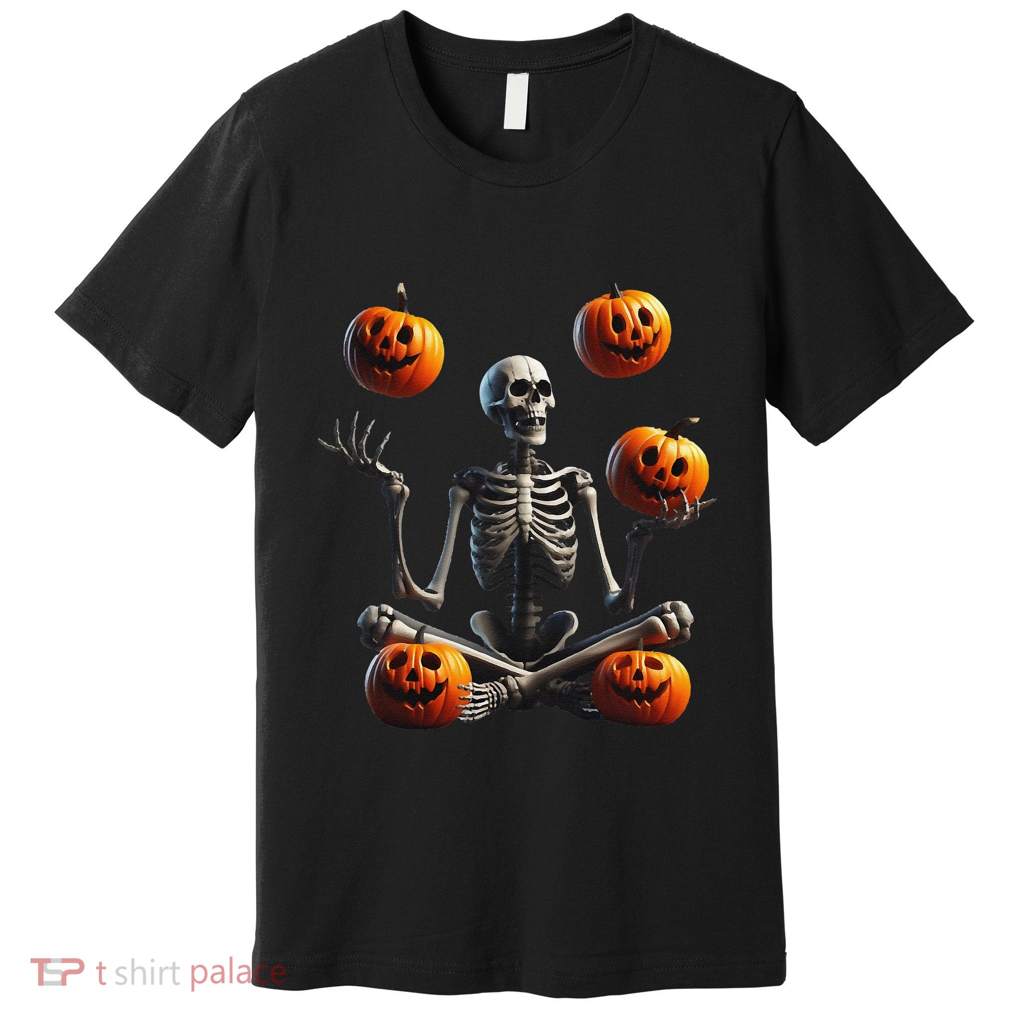 Funny Yoga Halloween Pumpkin Juggling Skeleton Clothing Premium T-Shirt