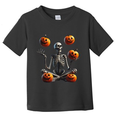 Funny Yoga Halloween Pumpkin Juggling Skeleton Clothing Toddler T-Shirt
