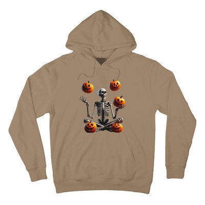 Funny Yoga Halloween Pumpkin Juggling Skeleton Clothing Hoodie