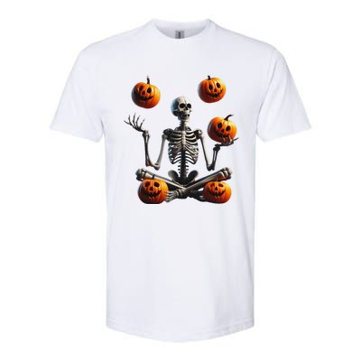 Funny Yoga Halloween Pumpkin Juggling Skeleton Clothing Softstyle® CVC T-Shirt