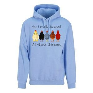 Funny Yes I Really Do Need All These Chickens Gift Farmer Unisex Surf Hoodie