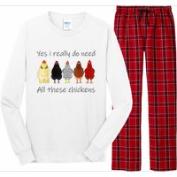 Funny Yes I Really Do Need All These Chickens Gift Farmer Long Sleeve Pajama Set