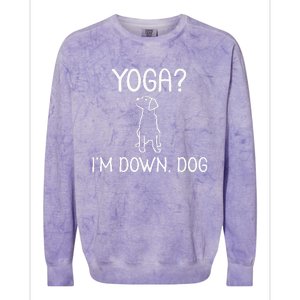 Funny Yoga IM Down Dog . Family Joke Sarcastic Colorblast Crewneck Sweatshirt