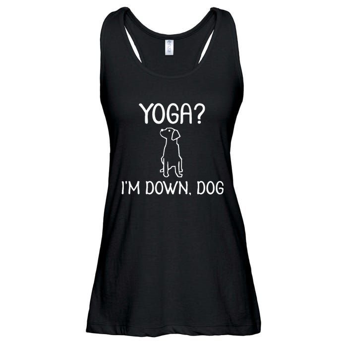 Funny Yoga IM Down Dog . Family Joke Sarcastic Ladies Essential Flowy Tank