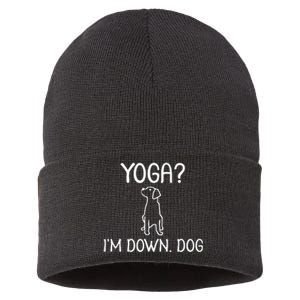 Funny Yoga IM Down Dog . Family Joke Sarcastic Sustainable Knit Beanie