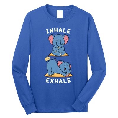 Funny Yoga Inhale Exhale Farting Elephant Yoga Position Gift Long Sleeve Shirt