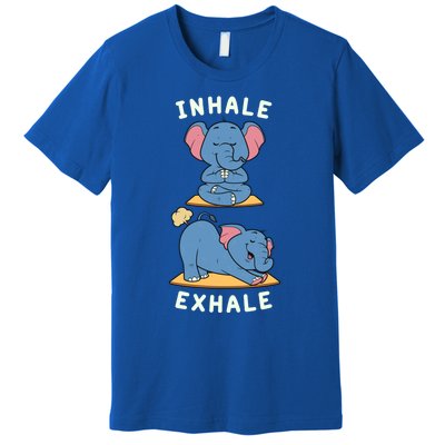 Funny Yoga Inhale Exhale Farting Elephant Yoga Position Gift Premium T-Shirt