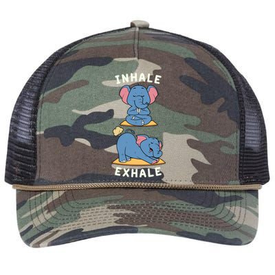 Funny Yoga Inhale Exhale Farting Elephant Yoga Position Gift Retro Rope Trucker Hat Cap