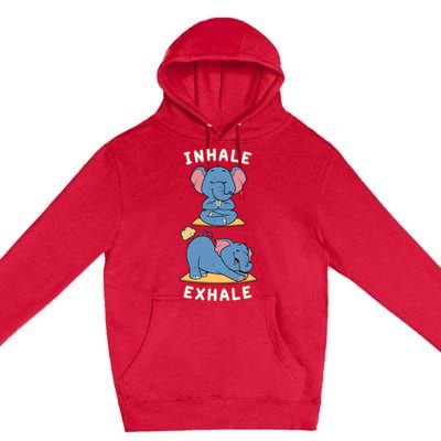 Funny Yoga Inhale Exhale Farting Elephant Yoga Position Gift Premium Pullover Hoodie