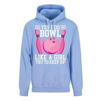 Funny Yes I Do Bowl Like A Try To Keep Up Bowling Gift Unisex Surf Hoodie