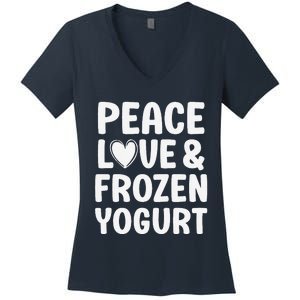 Frozen Yogurt I Love Frozen Yogurt Funny Food Women's V-Neck T-Shirt