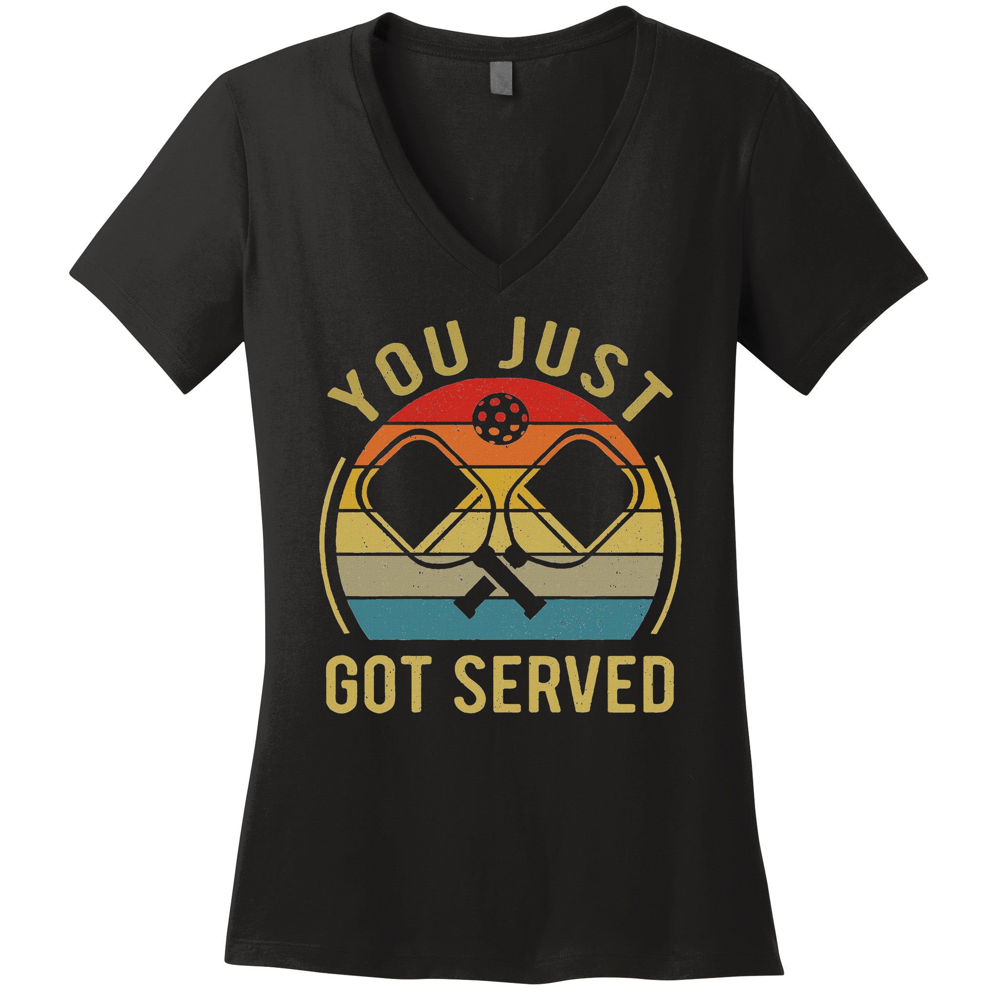 Funny You Just Got Served Pickleball Dad Mom Women Men Women's V-Neck T-Shirt