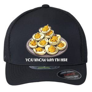 Funny You Know Why Im Here Deviled Eggs Thanksgiving Chirstmas Dinner Flexfit Unipanel Trucker Cap