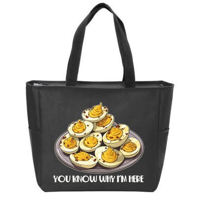 Funny You Know Why Im Here Deviled Eggs Thanksgiving Chirstmas Dinner Zip Tote Bag