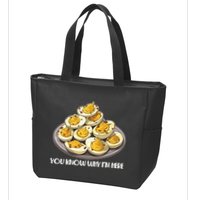 Funny You Know Why Im Here Deviled Eggs Thanksgiving Chirstmas Dinner Zip Tote Bag