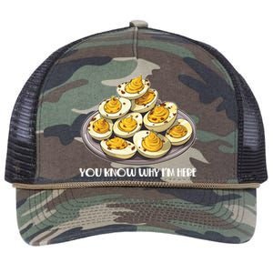 Funny You Know Why Im Here Deviled Eggs Thanksgiving Chirstmas Dinner Retro Rope Trucker Hat Cap