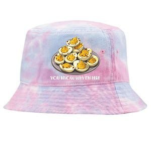 Funny You Know Why Im Here Deviled Eggs Thanksgiving Chirstmas Dinner Tie-Dyed Bucket Hat