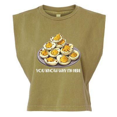 Funny You Know Why Im Here Deviled Eggs Thanksgiving Chirstmas Dinner Garment-Dyed Women's Muscle Tee