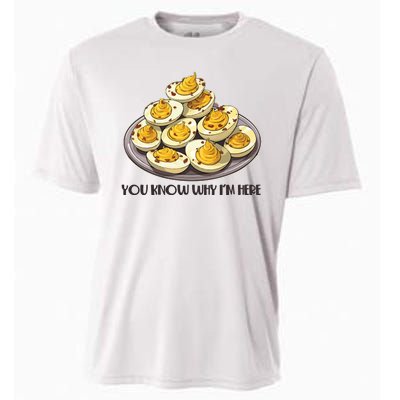 Funny You Know Why Im Here Deviled Eggs Thanksgiving Chirstmas Dinner Cooling Performance Crew T-Shirt