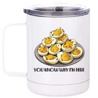 Funny You Know Why Im Here Deviled Eggs Thanksgiving Chirstmas Dinner 12 oz Stainless Steel Tumbler Cup