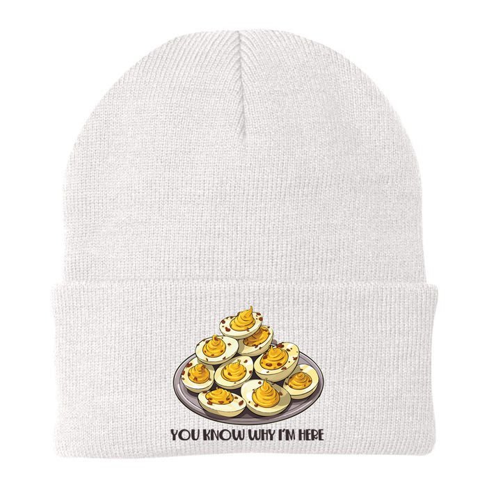 Funny You Know Why Im Here Deviled Eggs Thanksgiving Chirstmas Dinner Knit Cap Winter Beanie