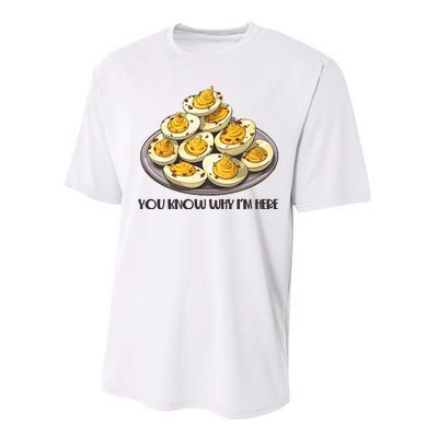 Funny You Know Why Im Here Deviled Eggs Thanksgiving Chirstmas Dinner Performance Sprint T-Shirt