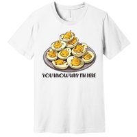 Funny You Know Why Im Here Deviled Eggs Thanksgiving Chirstmas Dinner Premium T-Shirt